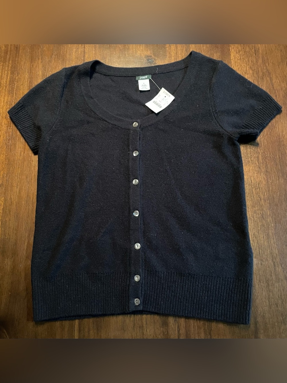 J.CREW Black Wool Cashmere Knit Scoop Neck Button Front Cardigan Sweater M
